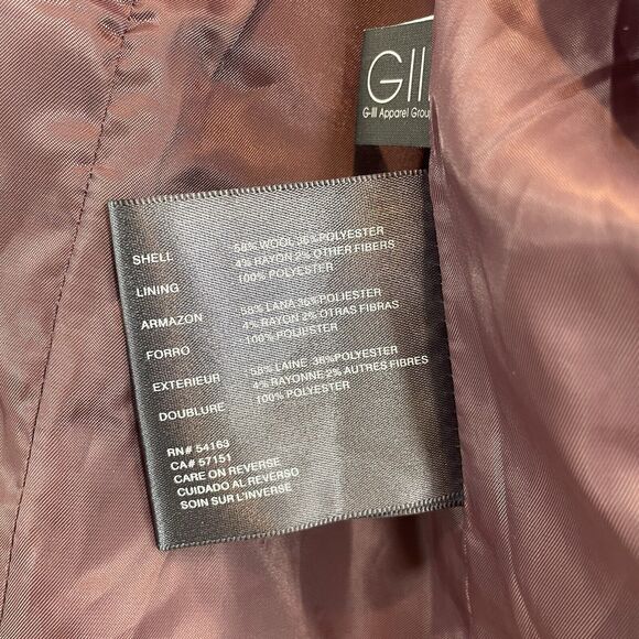 Kenneth Cole Reaction Double Breasted Peacoat Purple Plum Mauve Medium - Picture 14 of 15